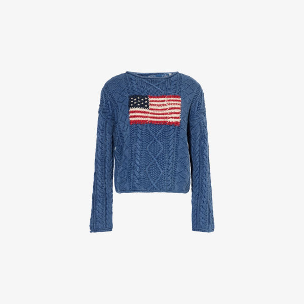 

Флагманский джемпер из аранской вязки хлопка Polo Ralph Lauren, мультиколор