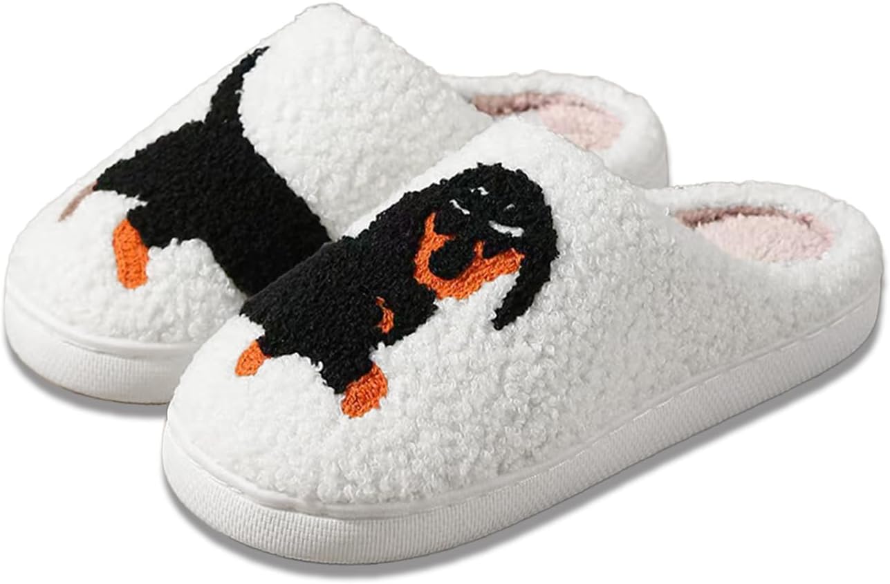 

Тапочки QHTAZ для женщин и мужчин с эффектом памяти, теплые, пушистые и уютные, противоскользящие, для дома и улицы, 9-dachshund