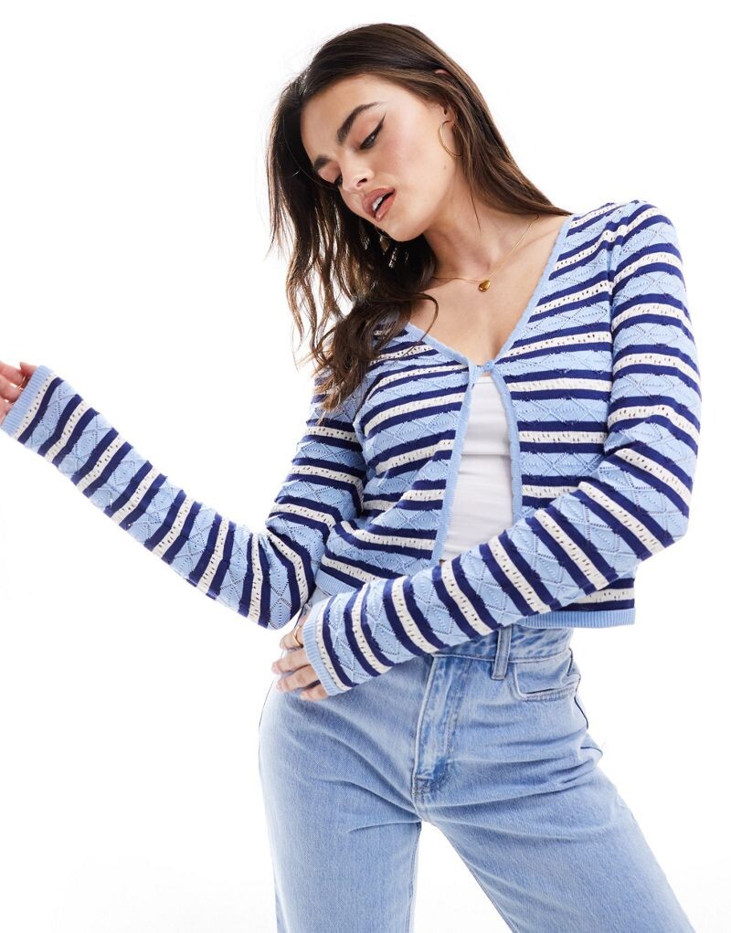 

Темно-синий кардиган с полосатой строчкой ASOS DESIGN
