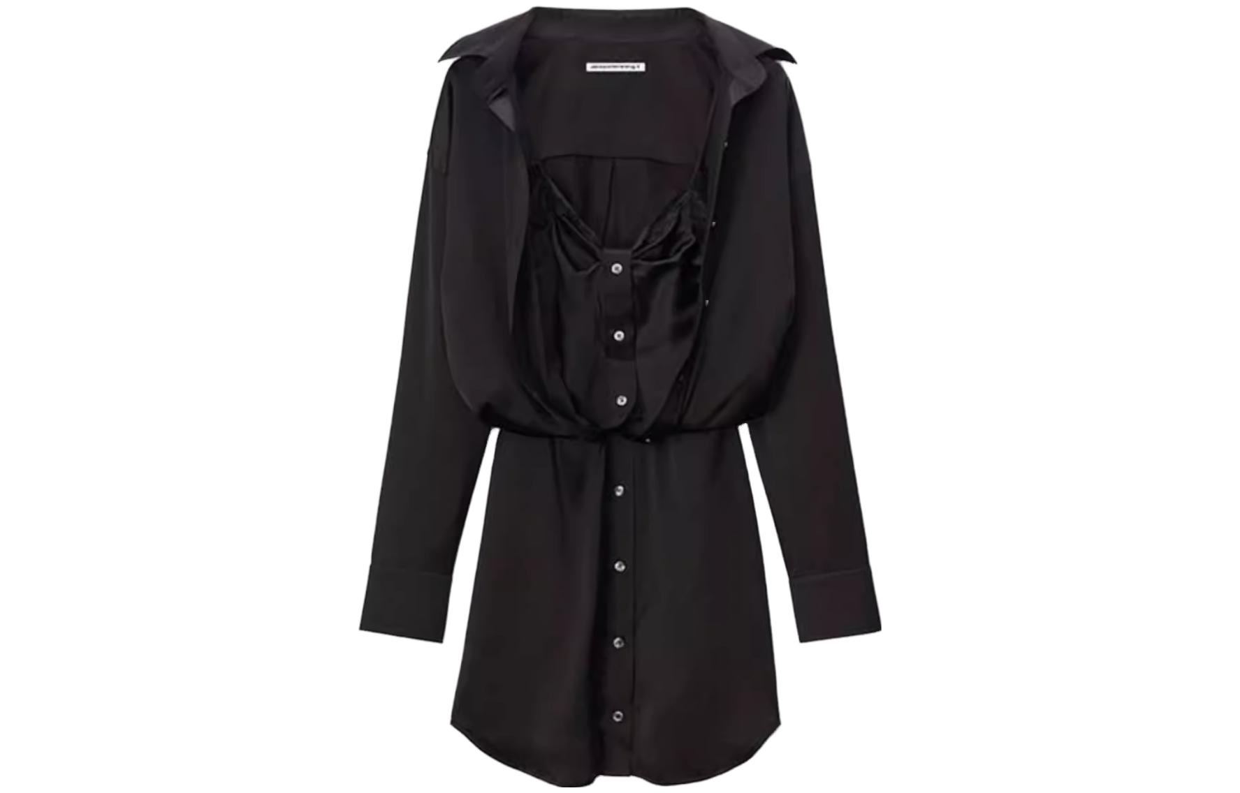 

Черное платье с кружевной отделкой и многослойным подолом Alexander Wang