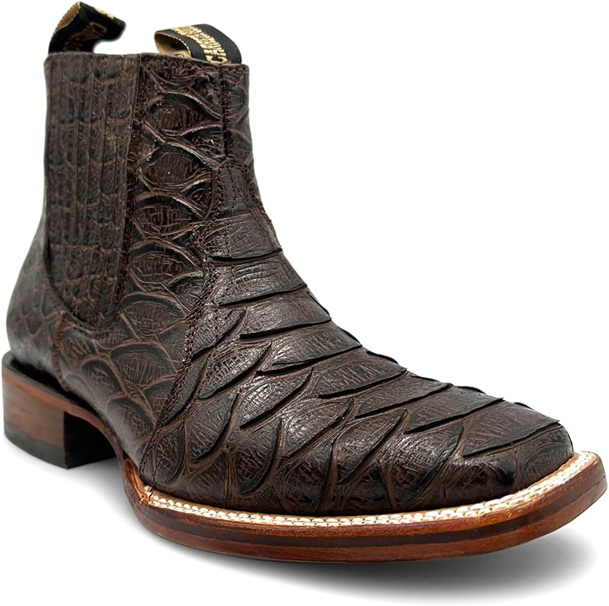 

Мужские кожаные короткие ковбойские ботинки с тиснением под змею The Western Shops, коричневый