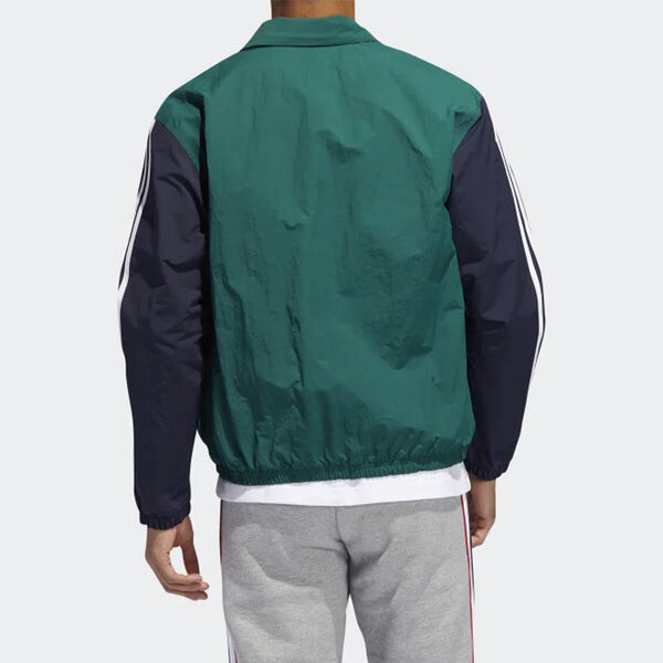 Куртка Men's adidas originals Trefoil Coach Colorblock Logo Casual Jacket Blue, зеленый — фото 4