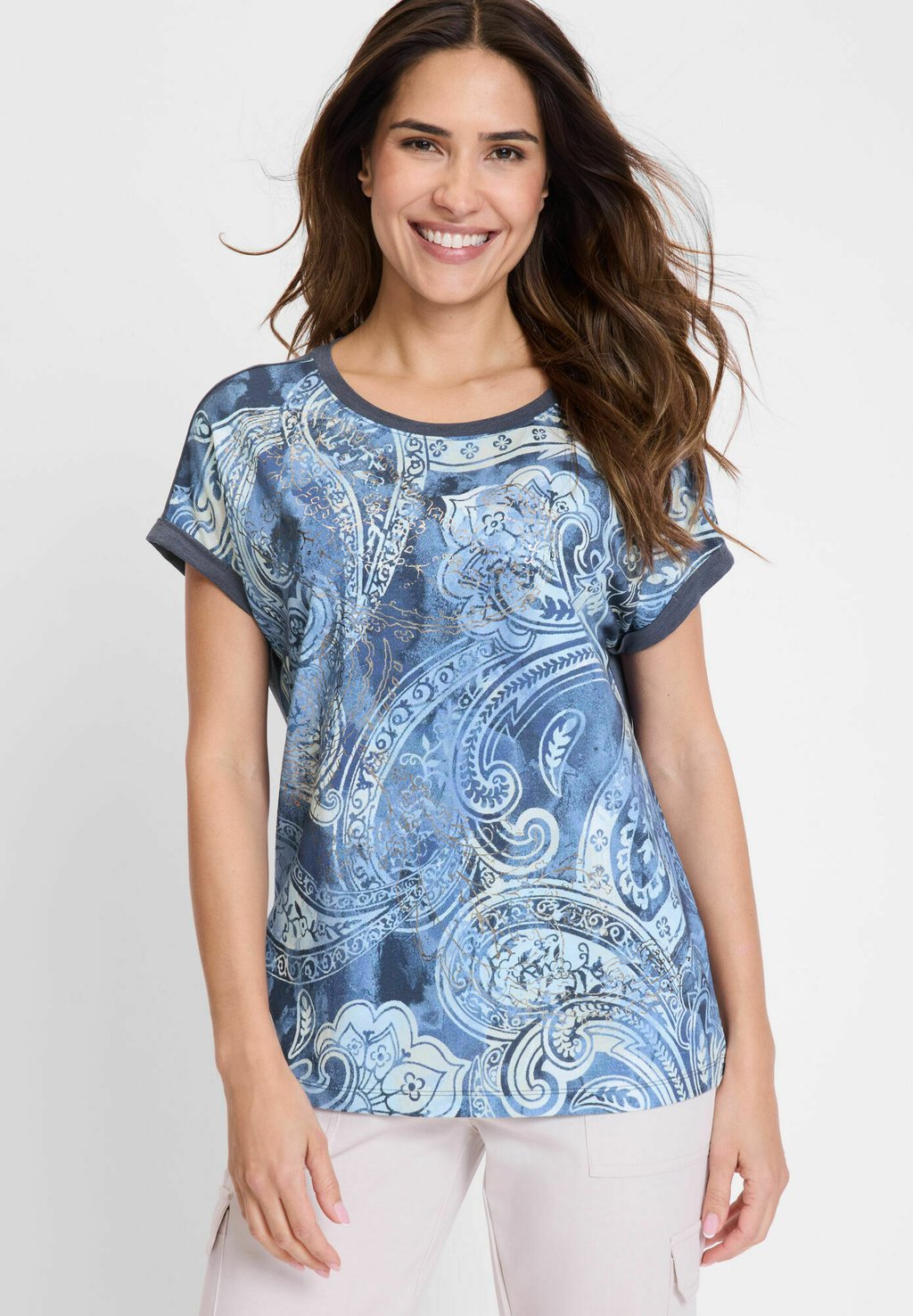 

Футболка с принтом PANNEAUX-PRINT MIT PAISLEY Olsen, темно-синий