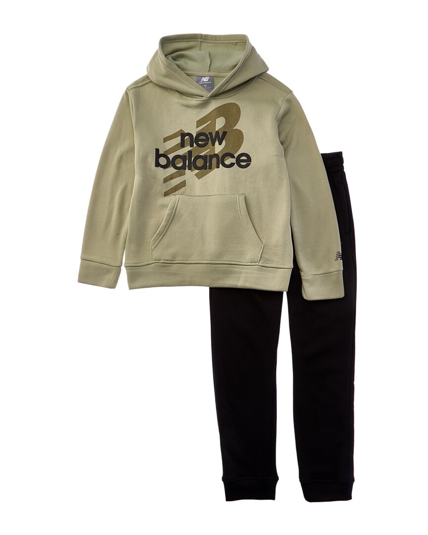 

Комплект New Balance из 2 предметов: флисовая толстовка и спортивные штаны, зеленый