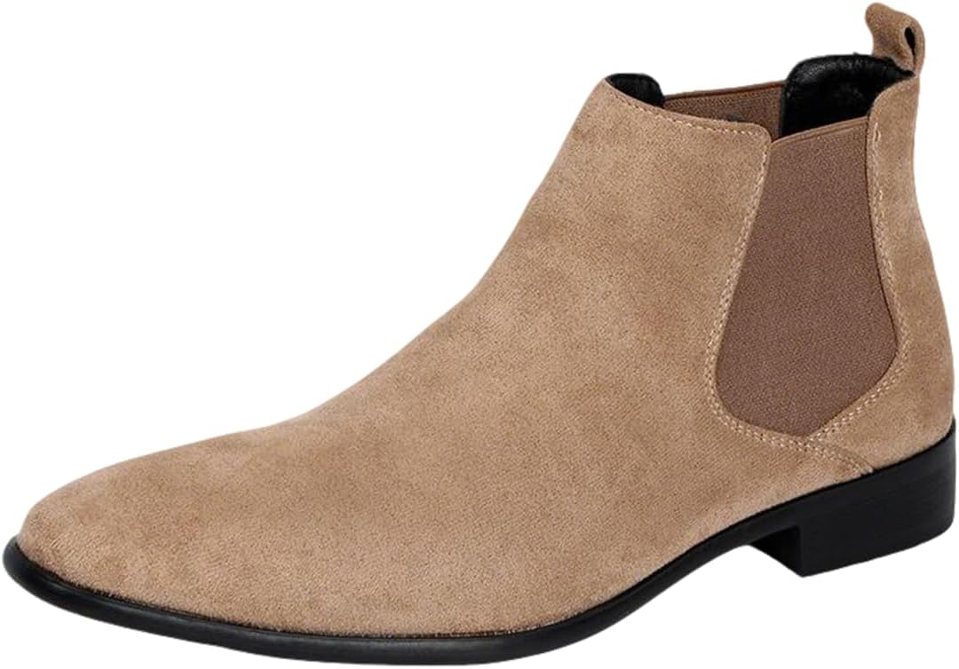 

Мужские ботинки Chelsea Santimon из замши и кожи, повседневные и официальные, стильные классические ботильоны на молнии, бежевый