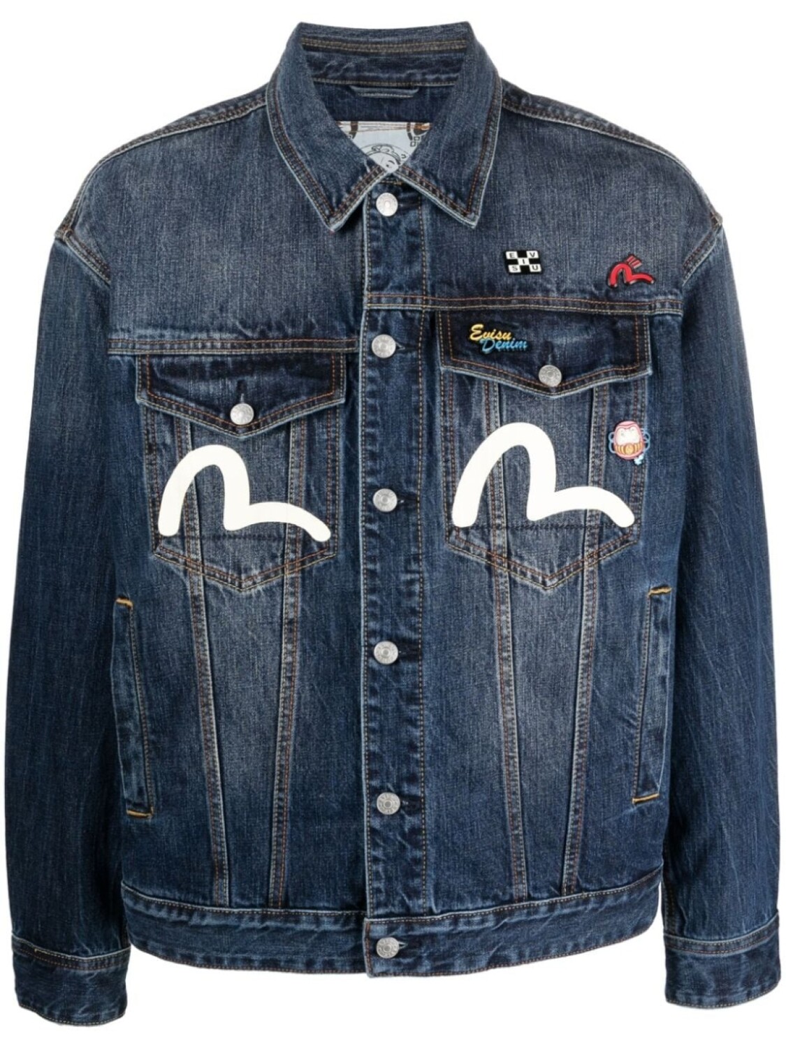 

EVISU джинсовая куртка с логотипом, синий