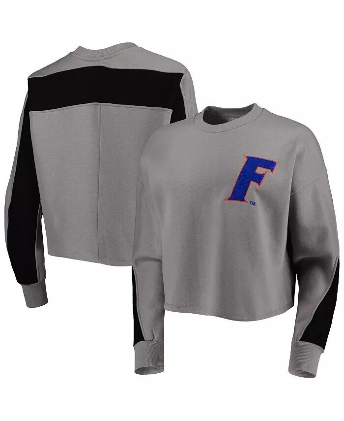 

Женский серый пуловер с цветными блоками Florida Gators Back To Reality Толстовка Gameday Couture