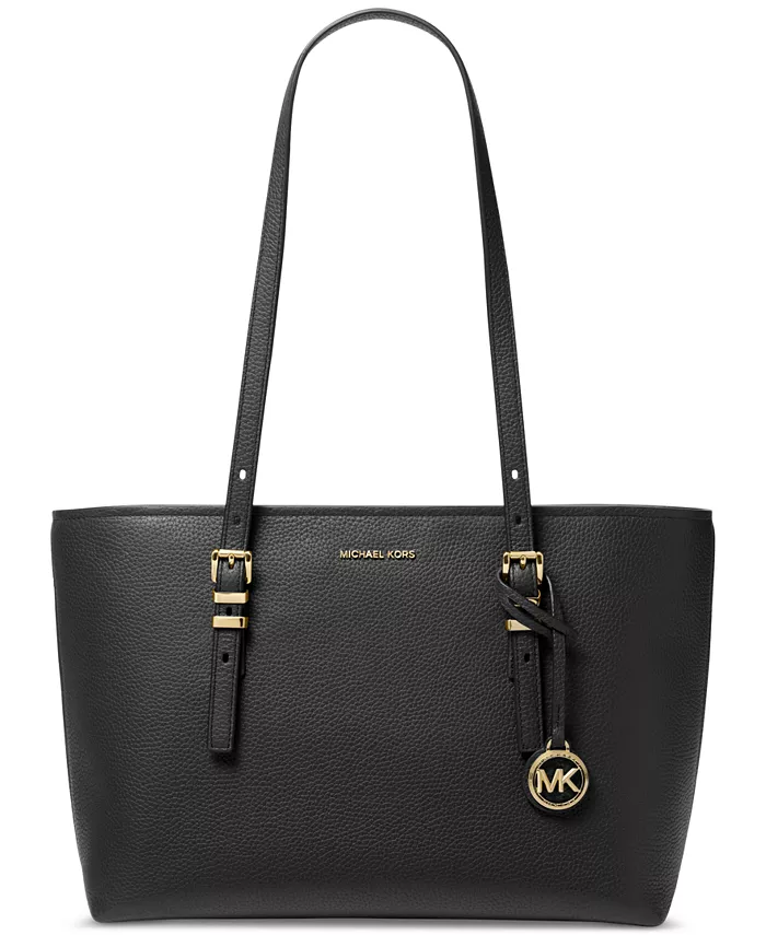 

Кожаная сумка-тоут Quinn Large East West с верхней молнией Michael Kors, черный