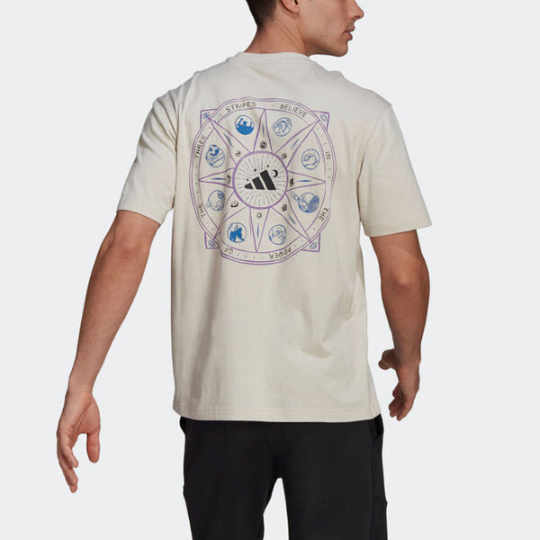 Футболка mandala tee m printing sports round neck short sleeve bauxite brown Adidas, коричневый — фото 3