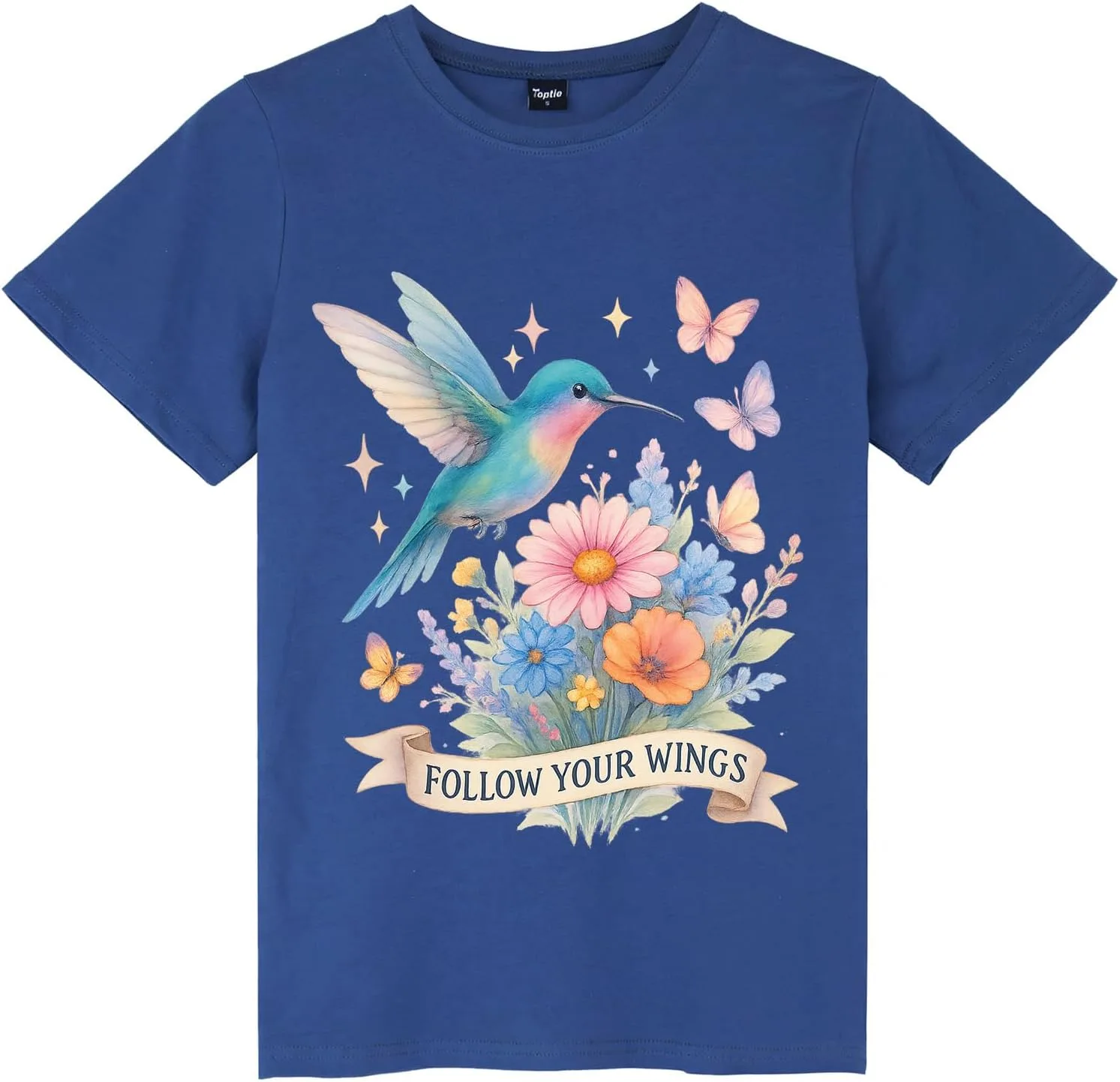 

Футболка TopTie "Follow Your Wings" с дикими цветами, Unisex Cotton Crewneck