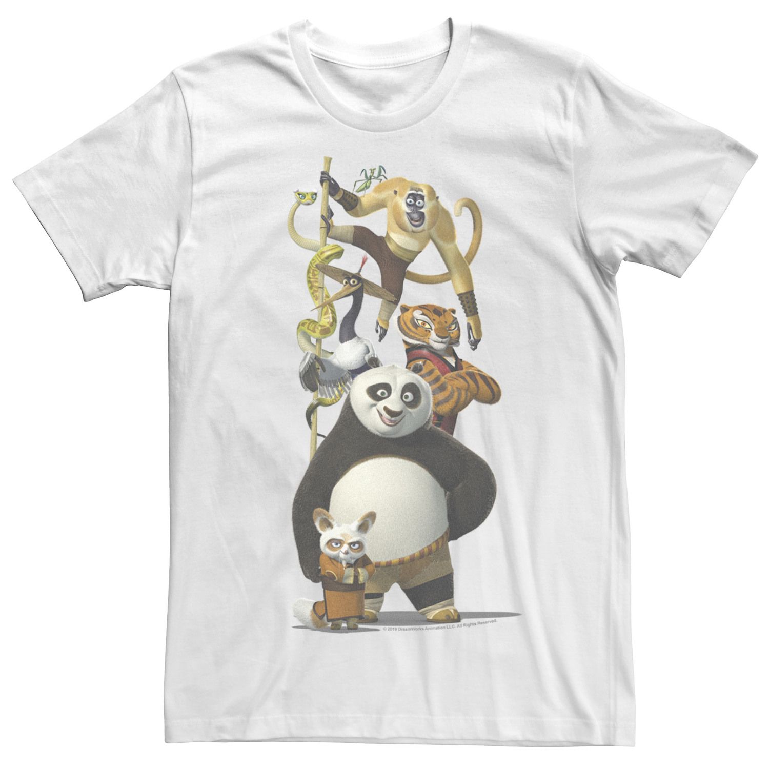 

Мужская футболка с портретом Kung Fu Panda Po и Furious Five Licensed Character