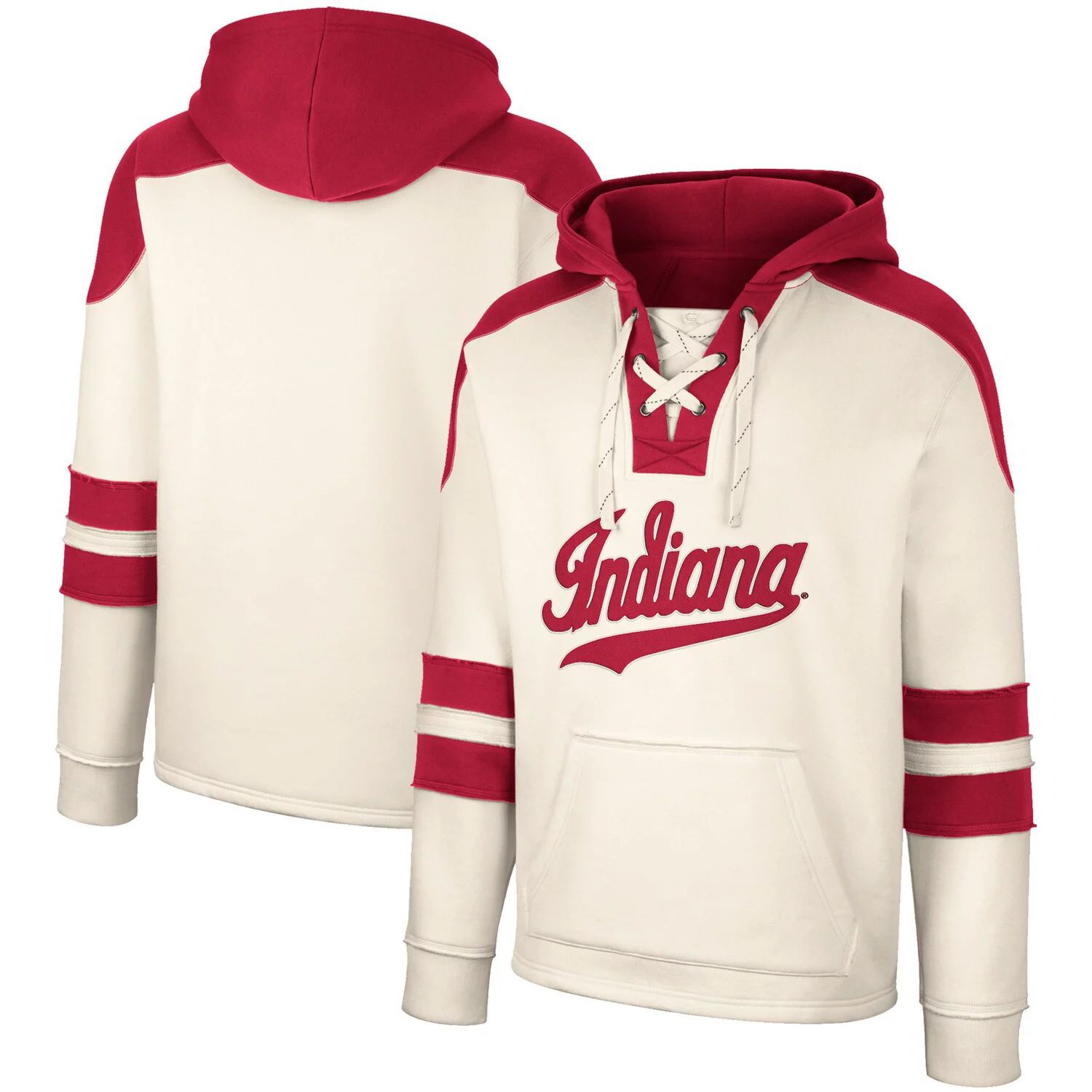 

Мужской кремовый пуловер с капюшоном Indiana Hoosiers Lace-Up 4.0 Vintage Colosseum, Бежевый, Мужской кремовый пуловер с капюшоном Indiana Hoosiers Lace-Up 4.0 Vintage Colosseum