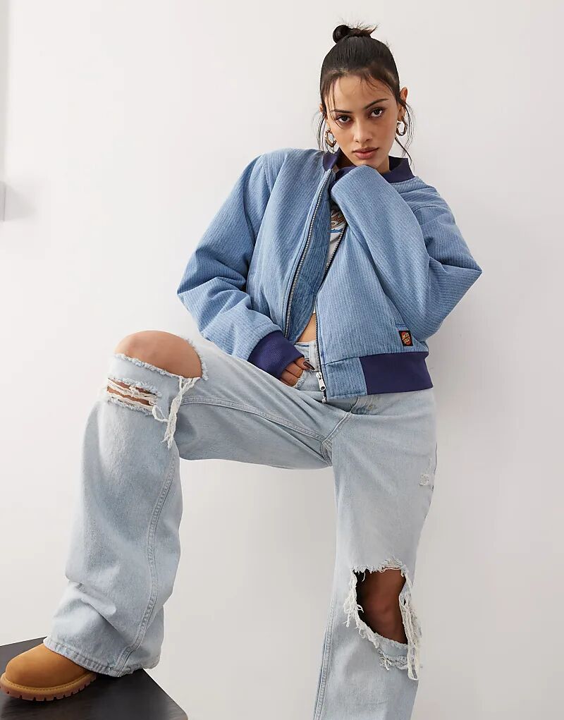 

Джинсовая куртка-бомбер синего цвета Santa Cruz