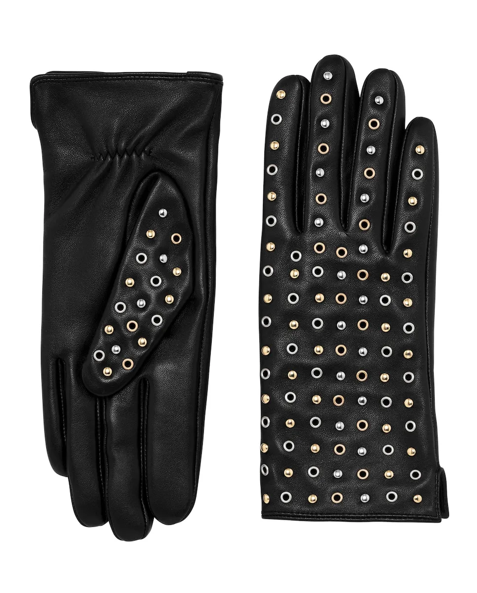 

Кожаные перчатки с заклепками и люверсами The Kooples, черный