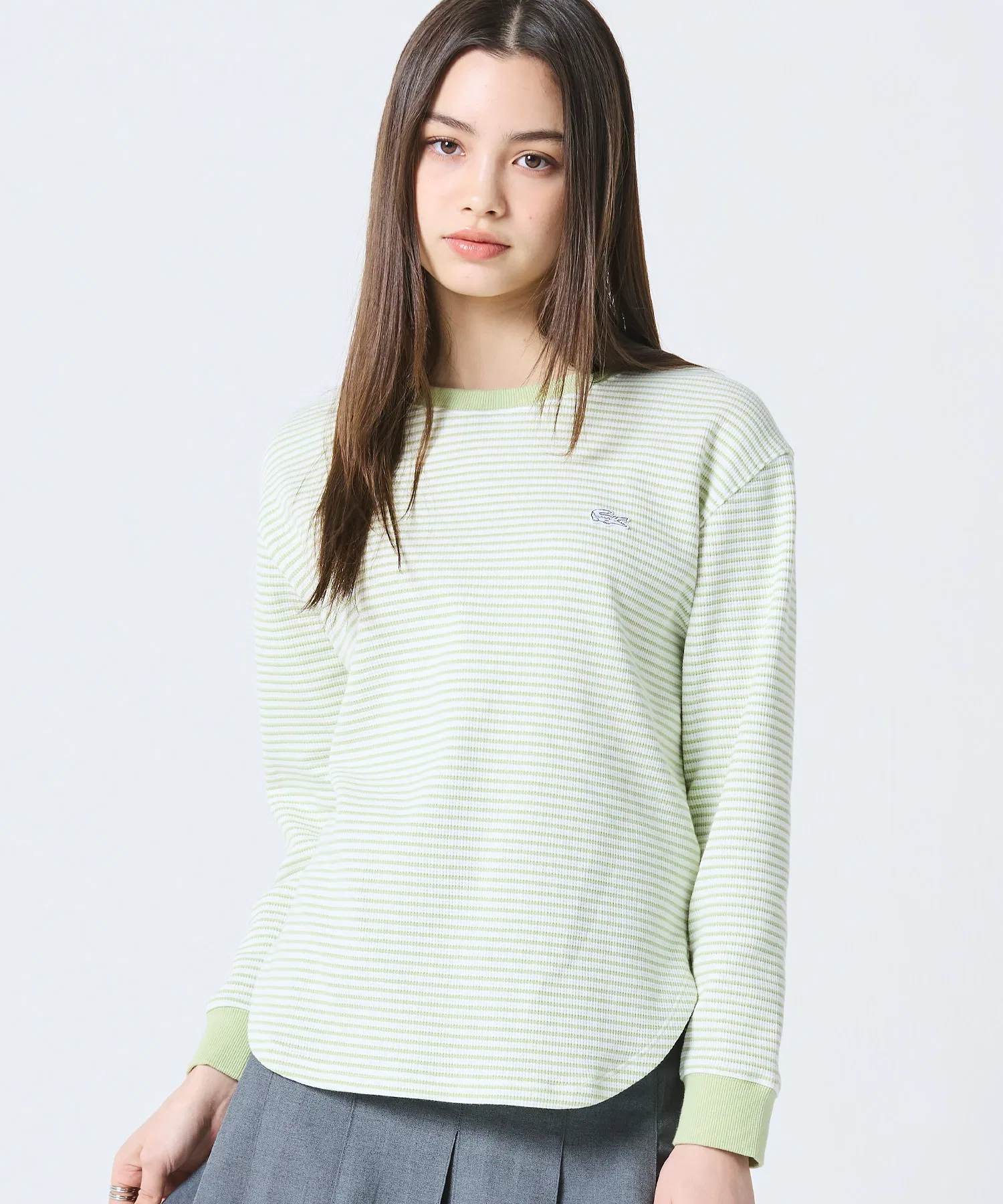 Футболка LACOSTE с длинным рукавом, вафельный трикотаж, эффект омбре, черный — фото 4