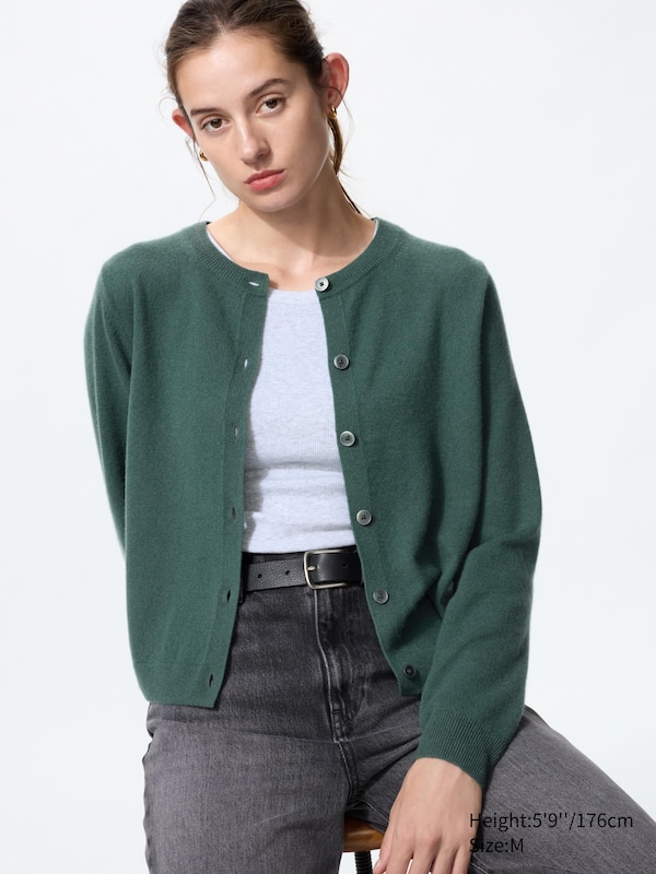 

Короткий кардиган из 100% кашемира Uniqlo, 56 olive