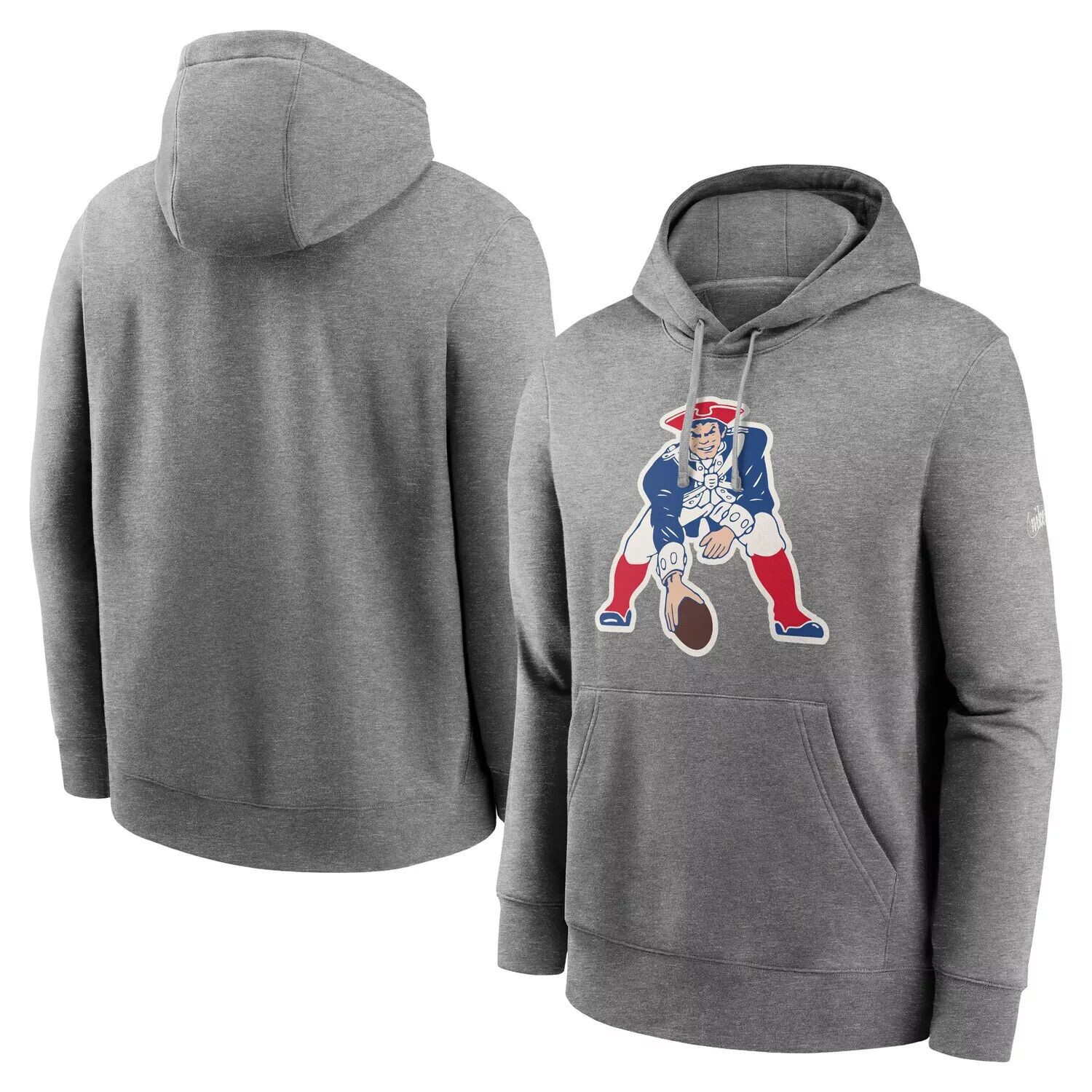 

Мужской флисовый пуловер с капюшоном Nike Heathered Grey New England Patriots Rewind Club