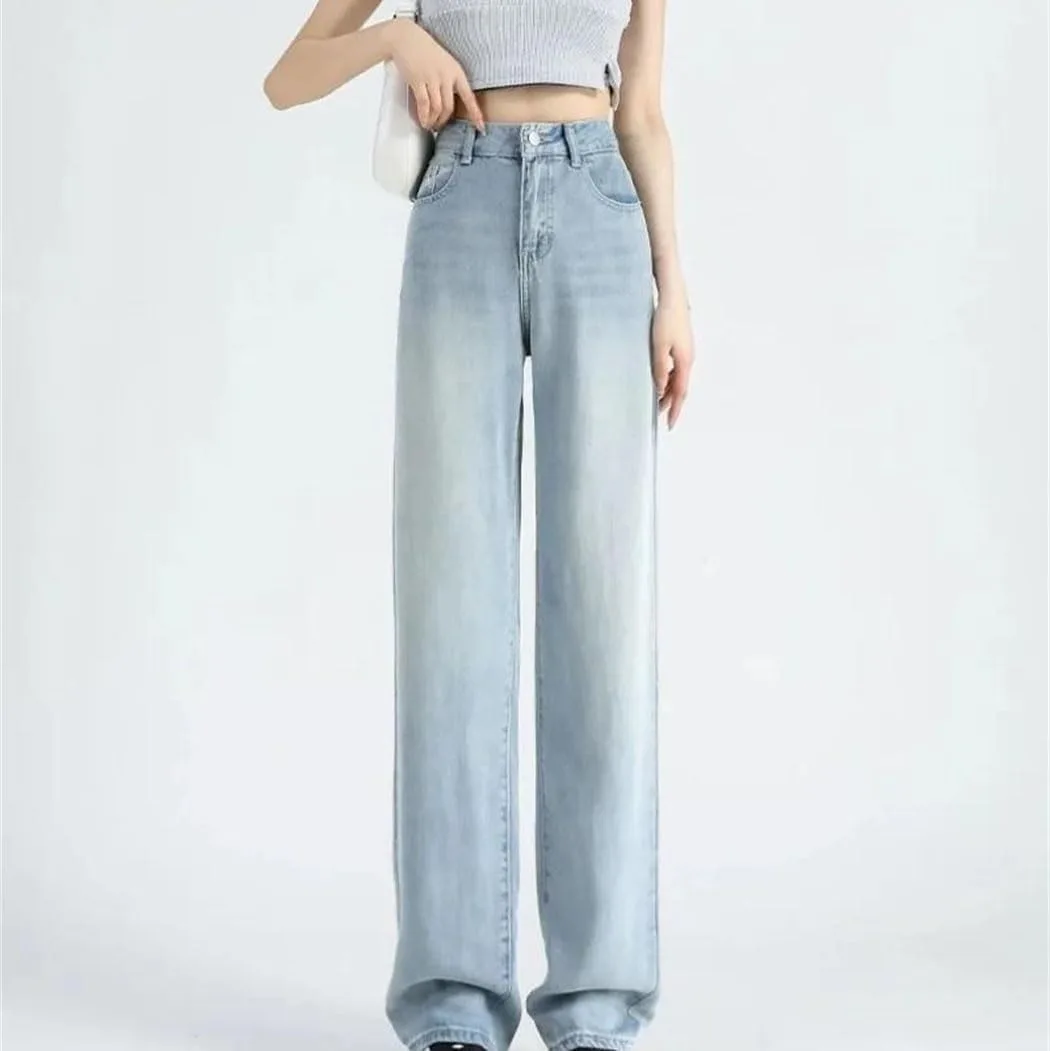 

Женские джинсы с высокой талией и широкими штанинами Washed Loose Fit