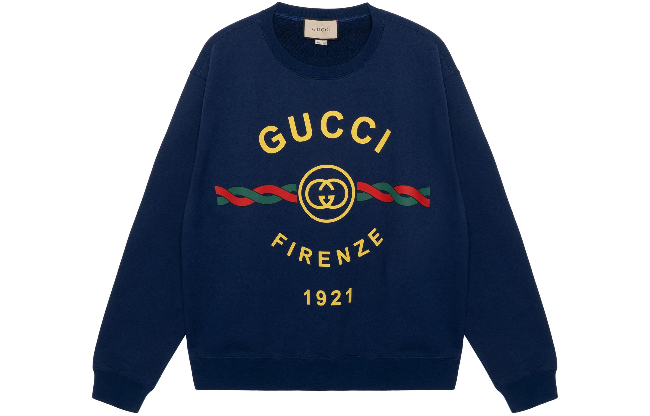 

Футболка Firenze 1921 из хлопка GUCCI, синяя