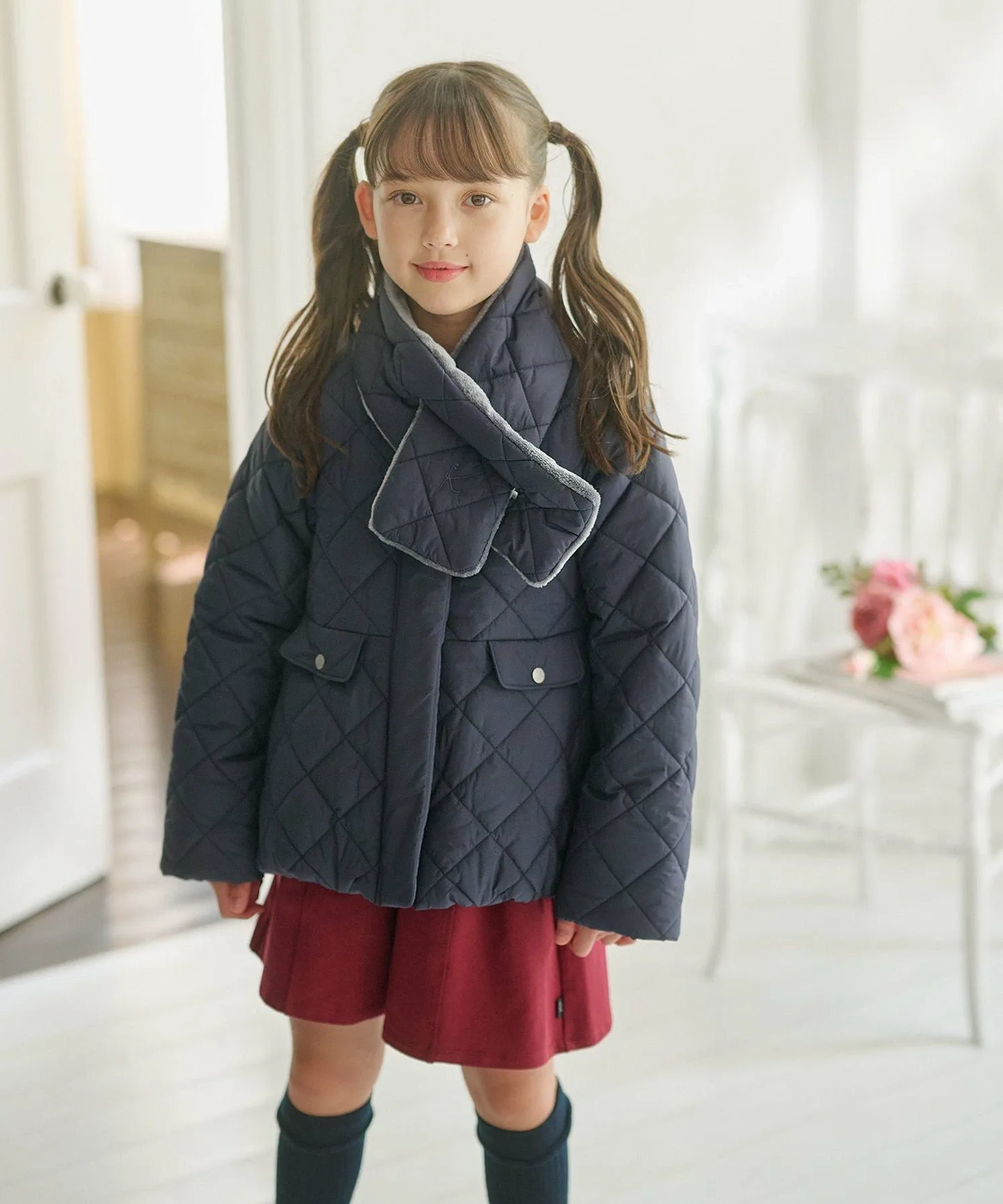 Куртка [110-140 см] Стеганая верхняя одежда со шарфом Kids Suite, Navy [075] — фото 2
