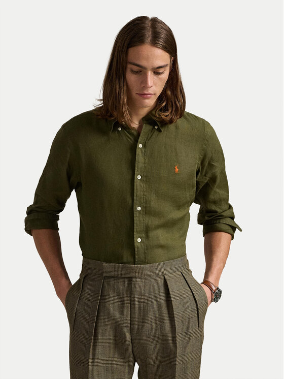 

Рубашка облегающего кроя 710968915006 Polo Ralph Lauren, хаки
