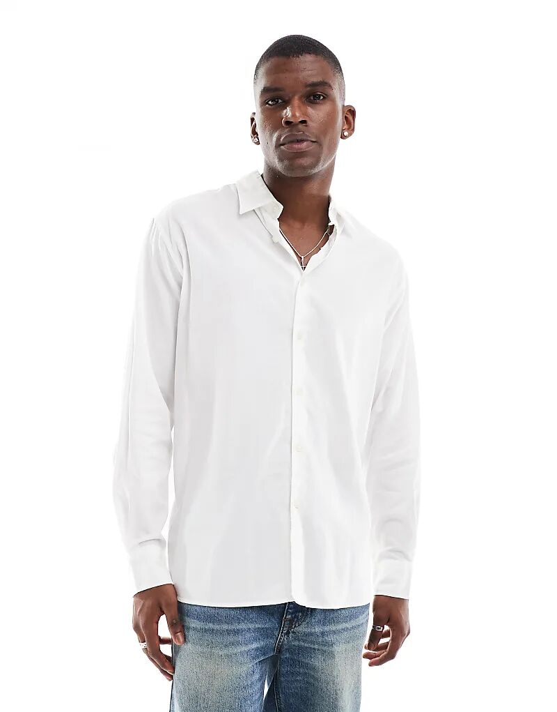 

Свободная хлопковая рубашка белого цвета Jack & Jones
