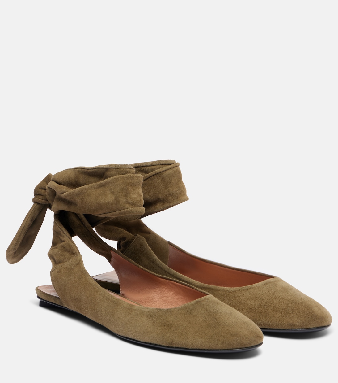 Балетки Cloe из замши The Attico, Military Green