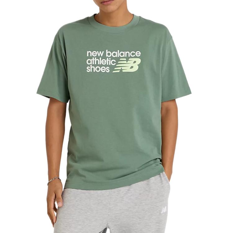 

New Balance Футболка мужская зеленая, Зеленый, New Balance Футболка мужская зеленая