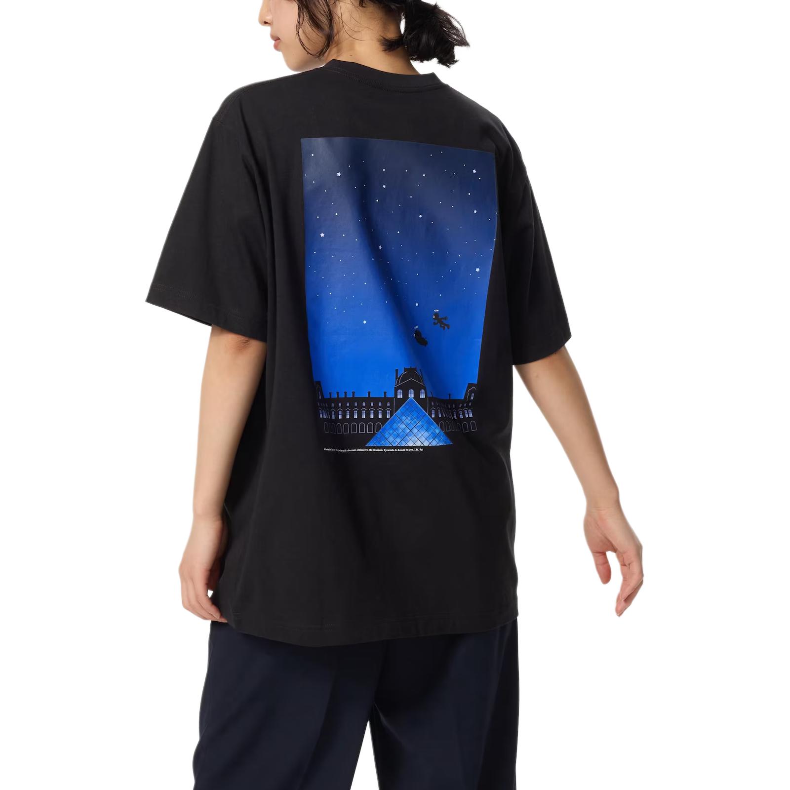 Футболка Uniqlo Doraemon X Louvre, коллаборация SS25, черная, унисекс — фото 3