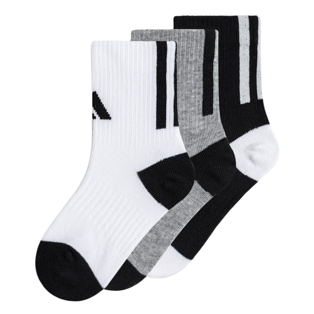 Детские носки Grade School Adidas, 3 Pack (белый/серый/черный) — фото 3