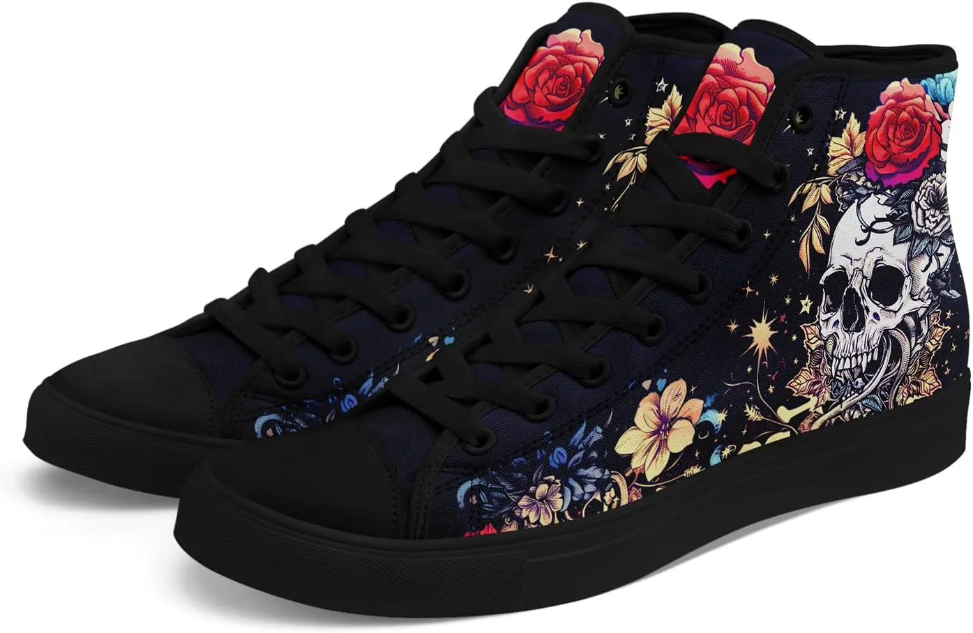

Мужские высокие кеды с черепом на холщовой ткани, классические модные высокие кроссовки, универсальные повседневные кроссовки с шнуровкой Coolcustomize