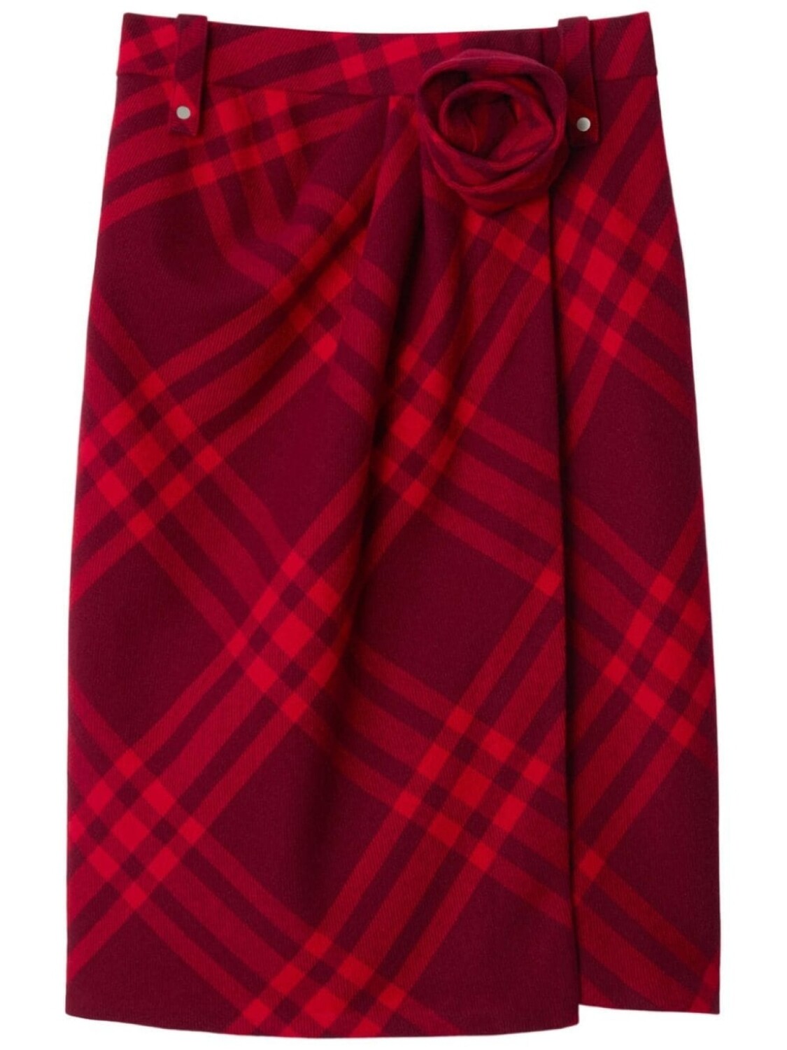 

Burberry шерстяная юбка миди в клетку, красный
