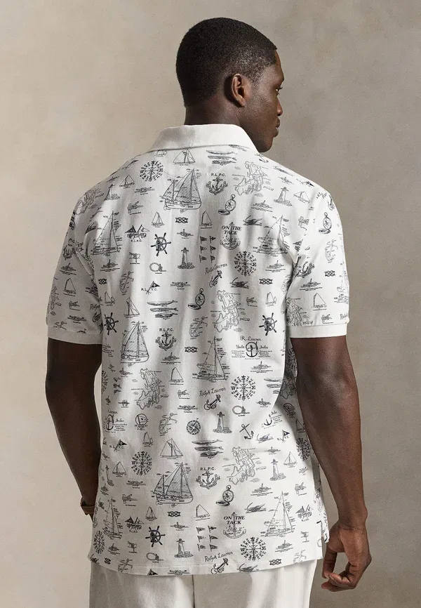 Поло из сетки с морским принтом Polo Ralph Lauren Big & Tall, морской/белый — фото 3