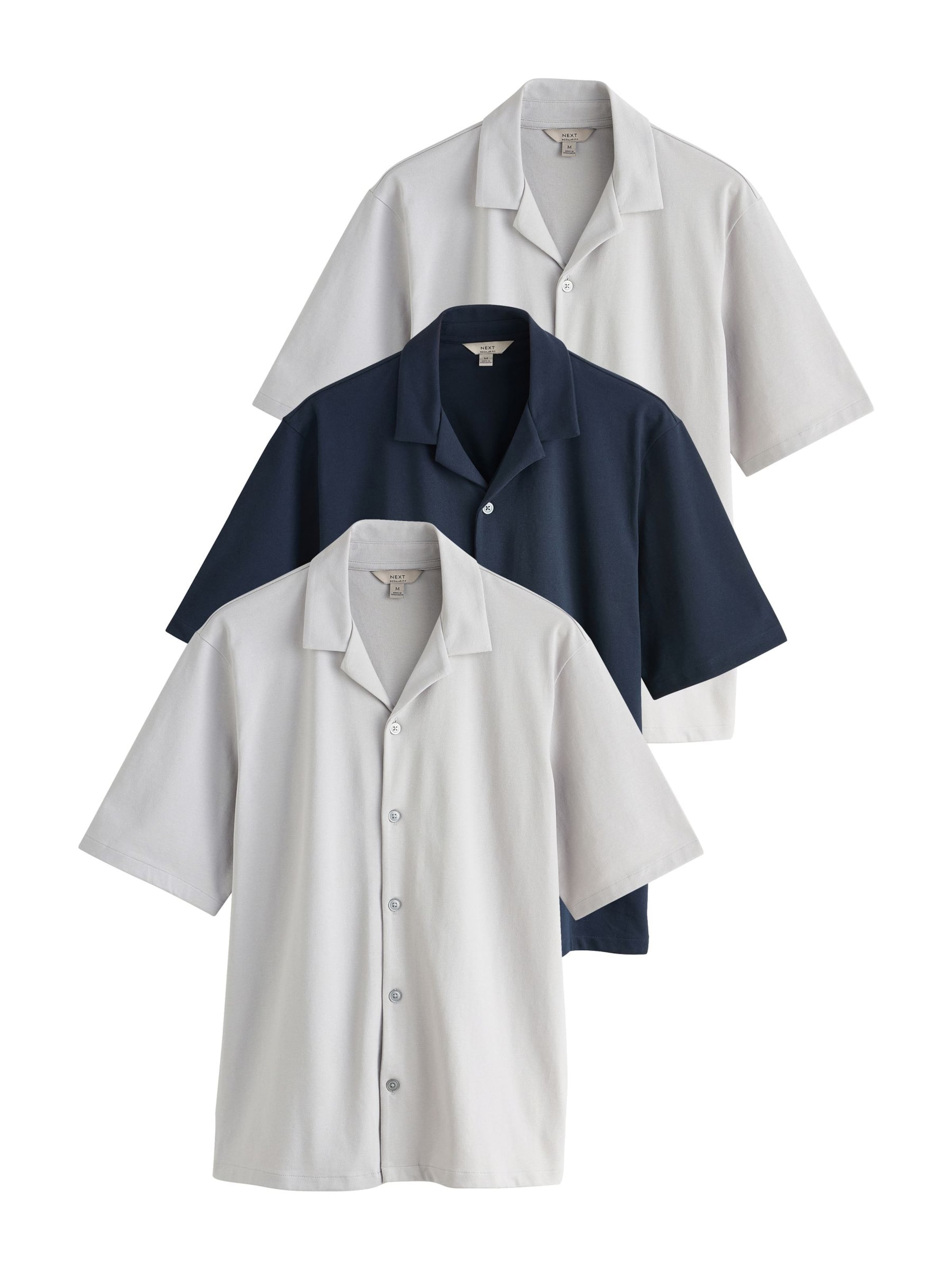 Next Рубашка на пуговицах Regular fit в цветах Navy, Light Grey, White