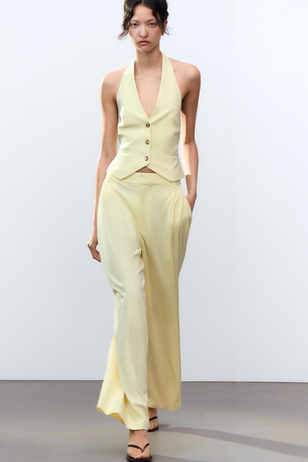 

Топ с жилетом на бретельках ZARA, цвет Light lime green
