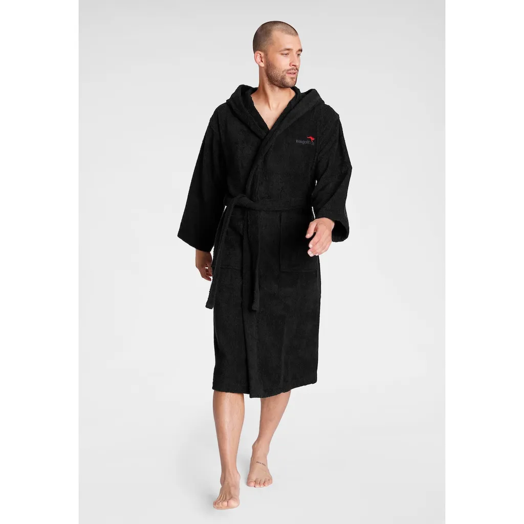 

Унисекс-халат Cassidy, для женщин и мужчин, стандартная и увеличенная длина, 1 шт., с карманами, для мужчин и женщин, хлопок, для путешествий, отеля, сауны, размер S-3XL Kangaroos, черный