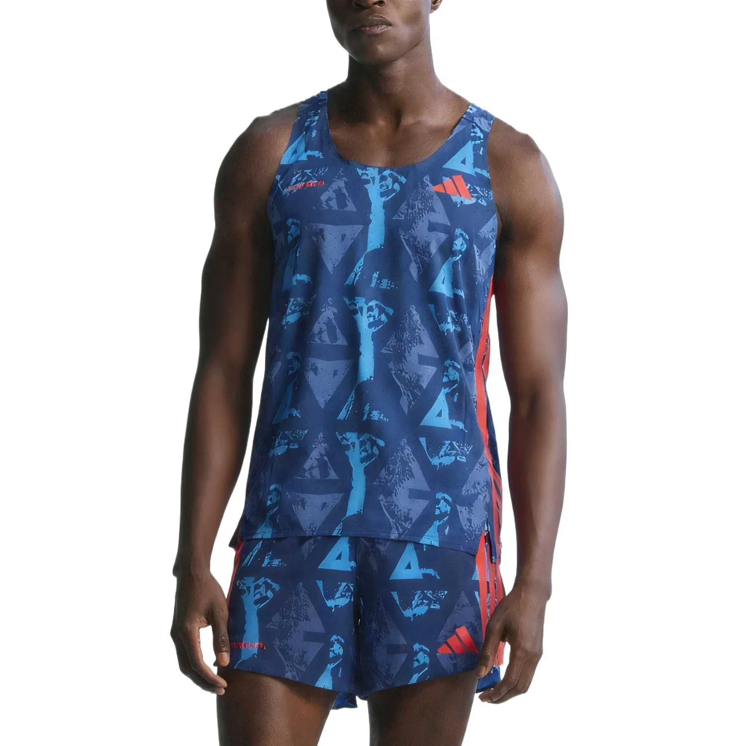 Мужская беговая майка Adizero Adidas, Dark Blue/Bright Red — фото 3