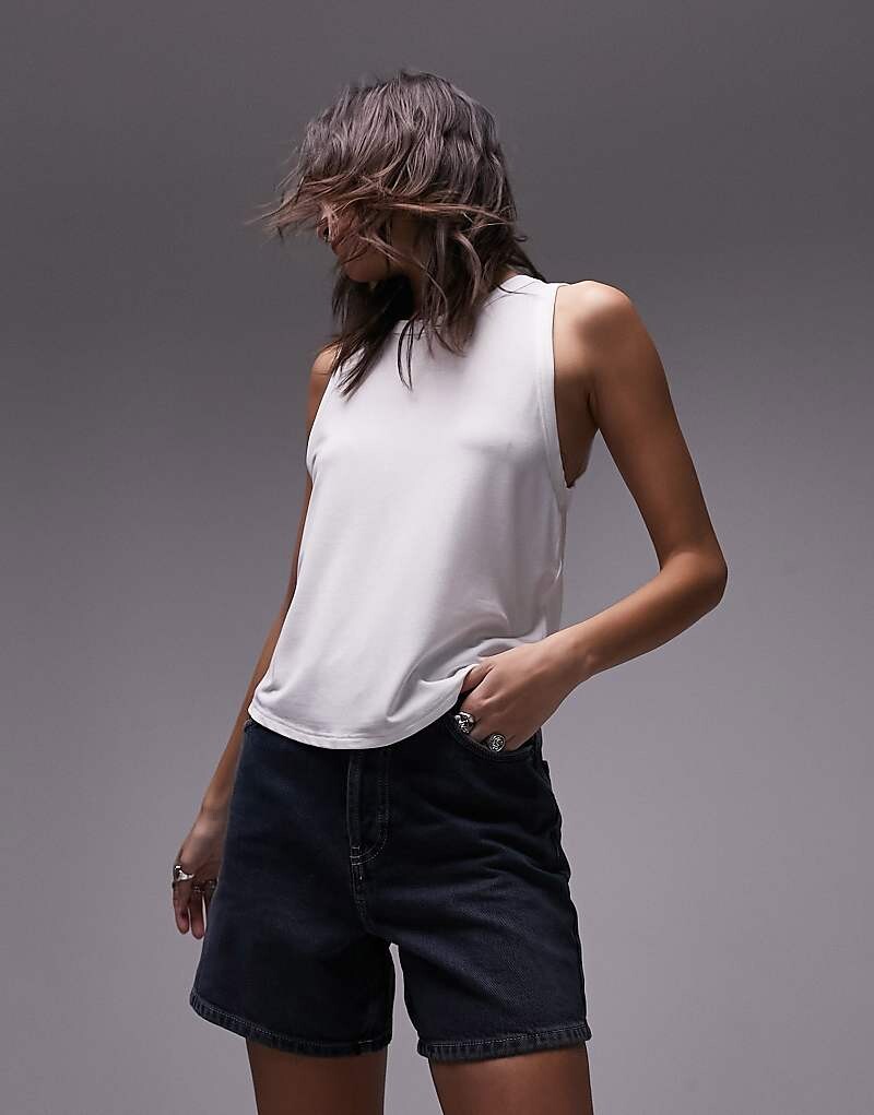 

Topshop – Мягкая майка белого цвета свободного кроя