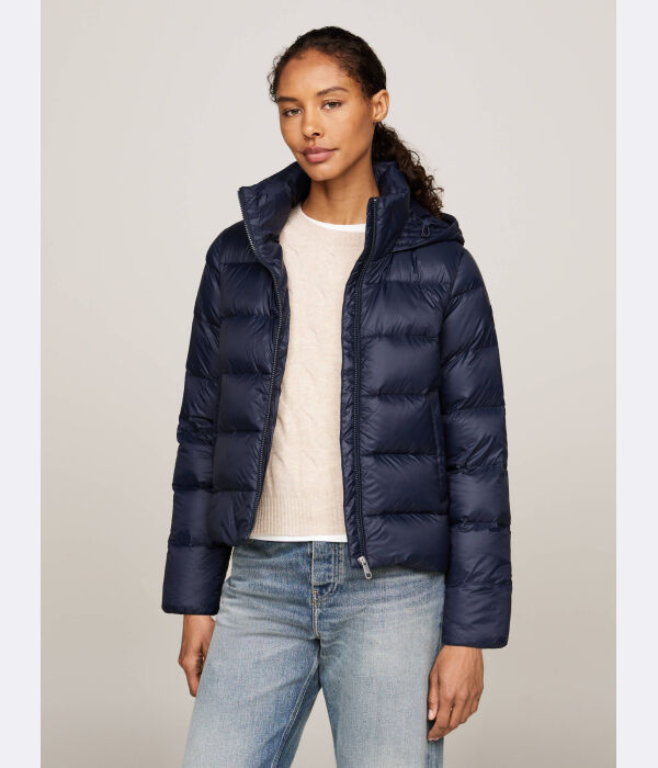 

Пуховик женский Tommy Hilfiger с воротником-стойкой короткий, синий