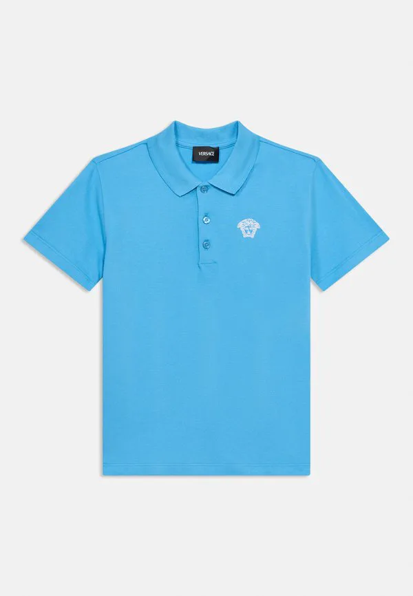 Футболка-Поло с изображением силуэта медузы, унисекс. Versace, Blue Butterfly/Bianco — фото 3