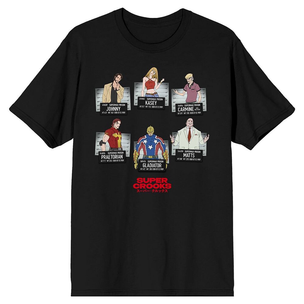 

Мужская футболка Super Crooks Mugshots Licensed Character, черный