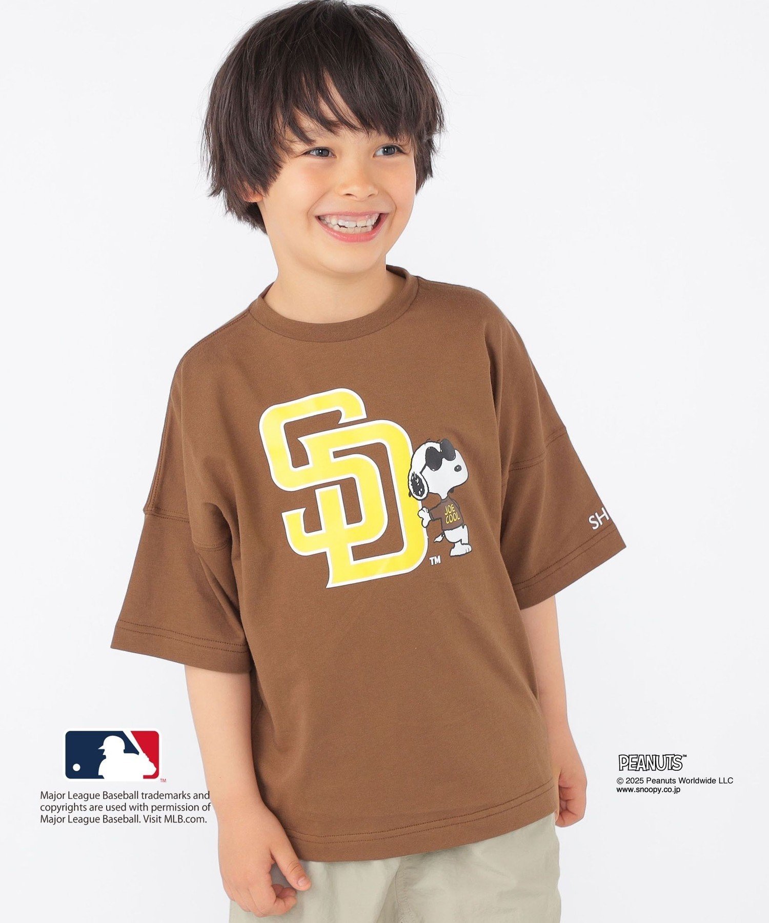 Детская футболка с принтом PEANUTS*MLB (100~125 см) SHIPS KIDS, Brown — фото 2