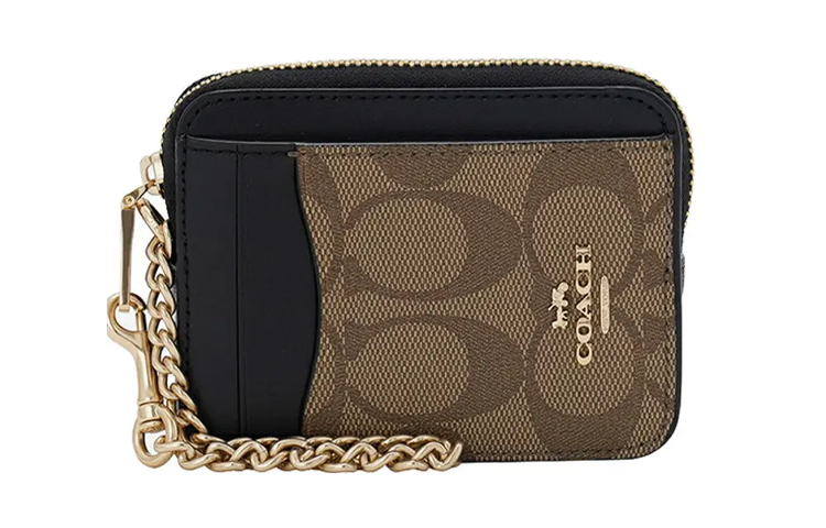 

COACH Женский клатч из холста с кожаным кошельком и монетницей цвета хаки и черного