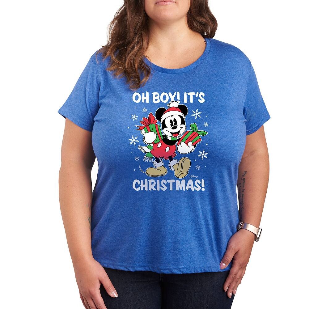 

Футболка Disney's Mickey Mouse Plus Oh Boy It's Christmas с рисунком, цвет Heather Royal Blue