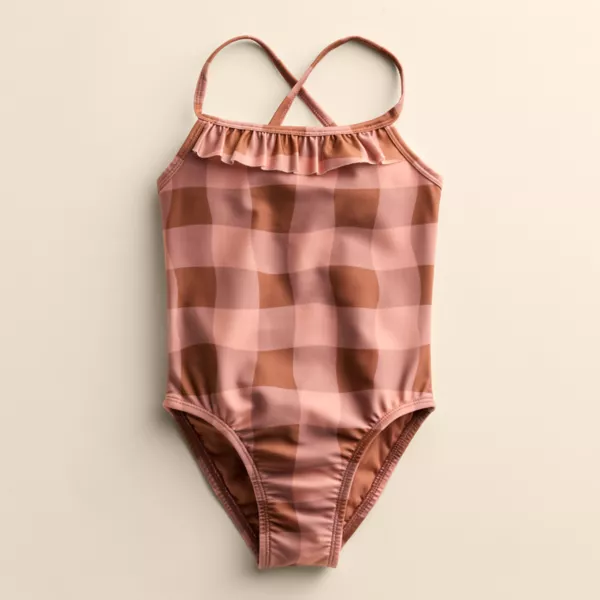 

Детский купальник с рюшами для малышей Little Co. By Lauren Conrad, цвет blush checker