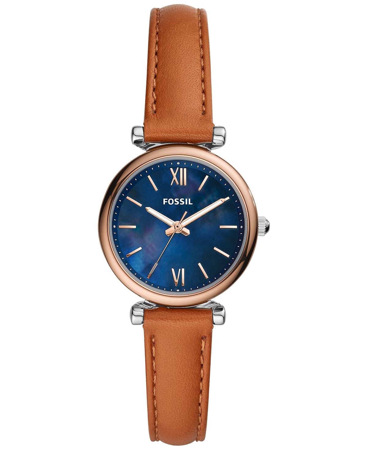 

Женские мини-часы Carlie с кожаным ремешком, 28 мм Fossil, коричневый