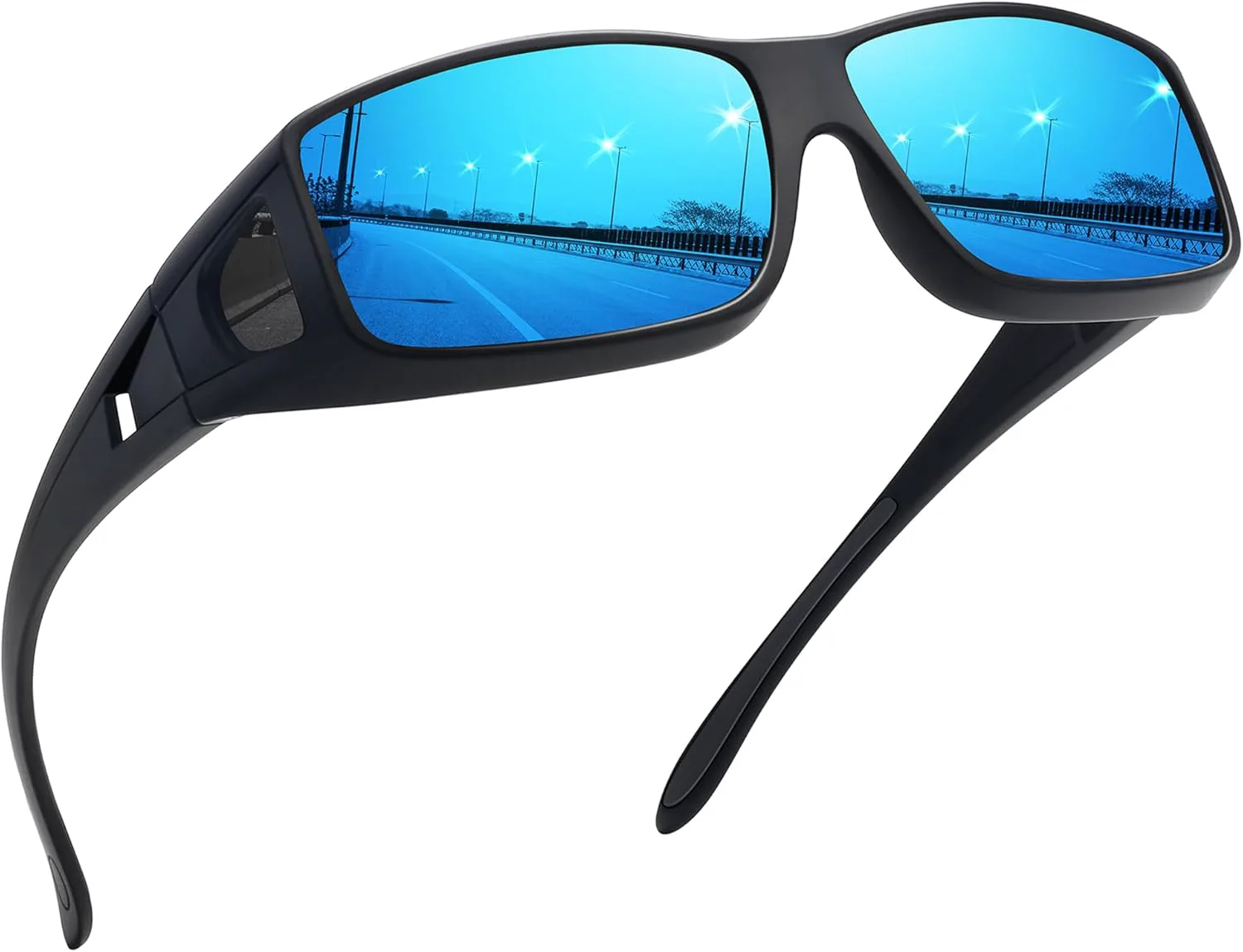 

Солнцезащитные очки MEETSUN Fit Over Glasses для мужчин и женщин, облегающие солнцезащитные очки с поляризованной защитой UV400, A1-black Frame-blue Mirror Lens