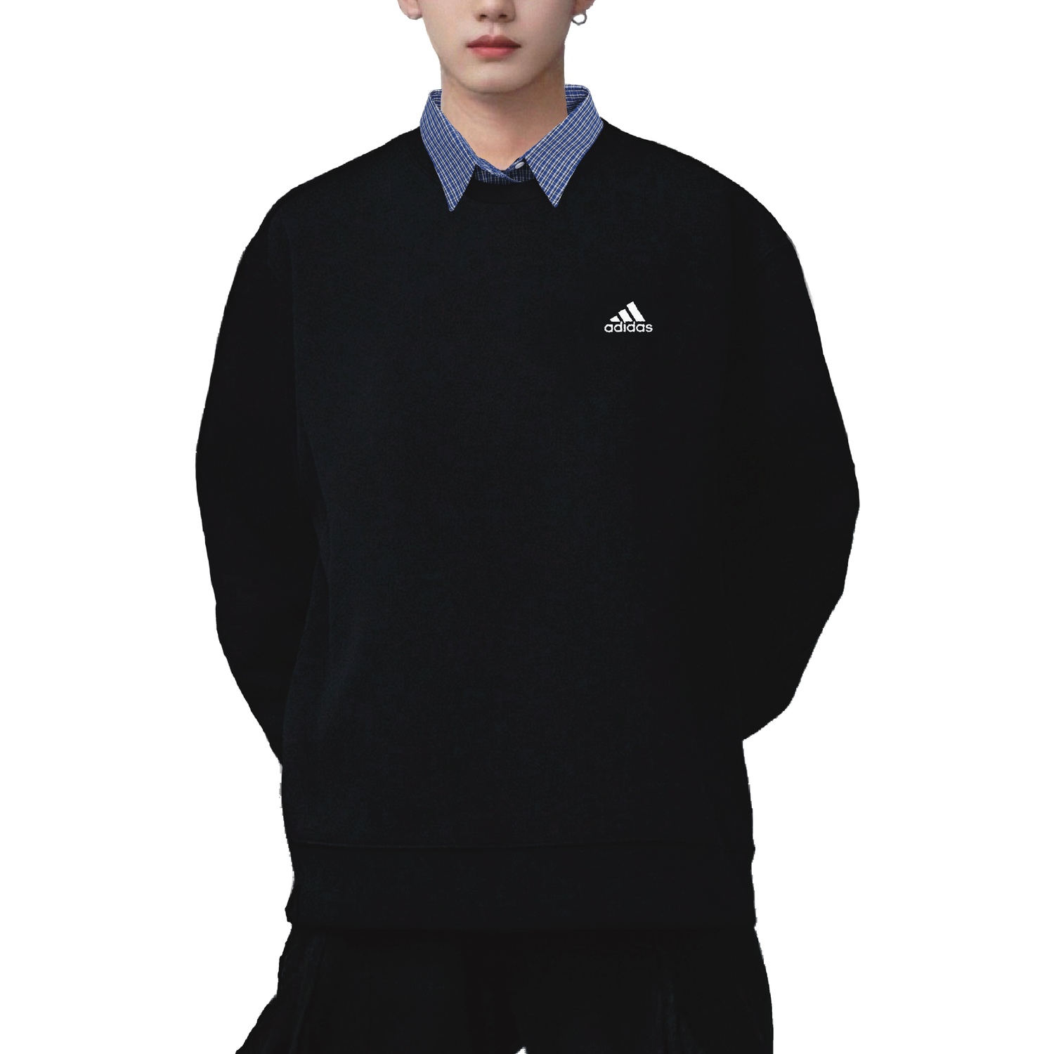 Adidas Толстовки LABEL унисекс, черные с отворотом, утолщенные, стандартного размера — фото 4