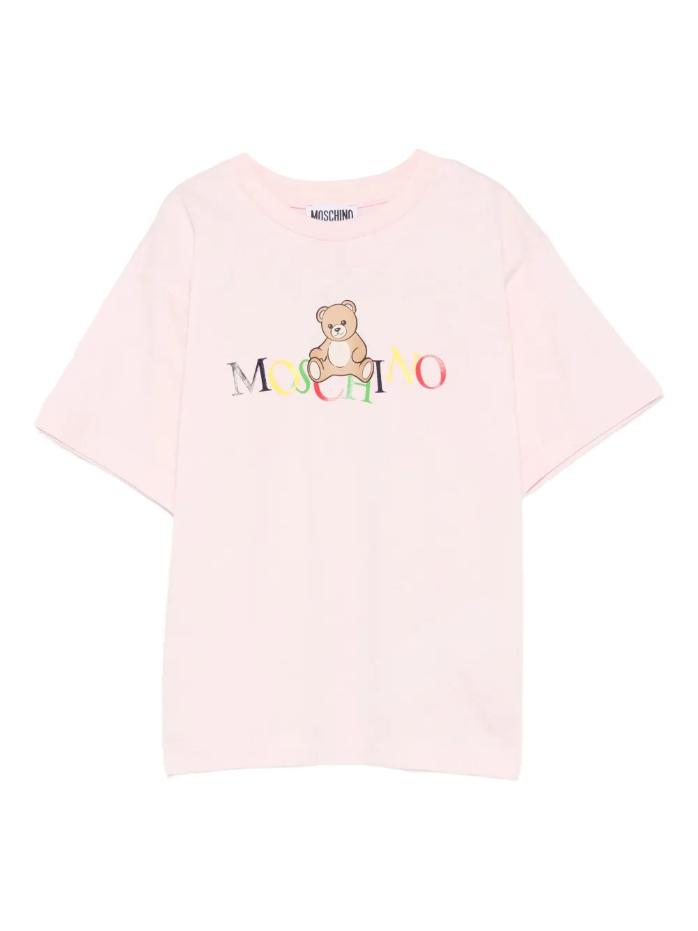 

Футболка из хлопка с принтом плюшевого мишки Moschino Kids, розовый