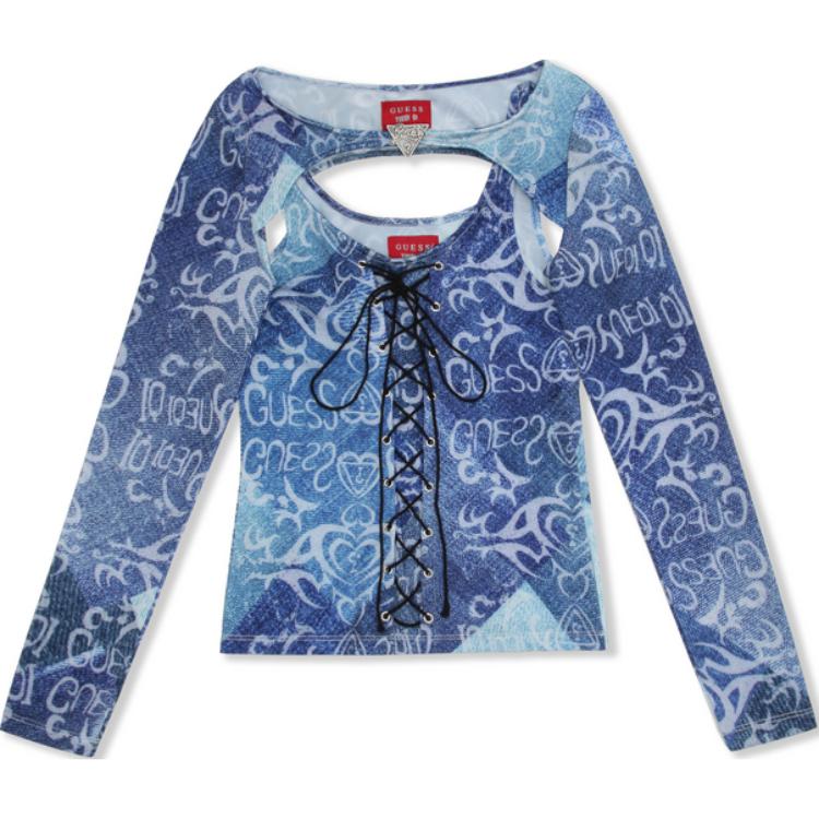

Футболка женская с принтом синяя GUESS